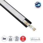 GloboStar® CURVED-PROFILE 70804-3M Προφίλ Αλουμινίου - Βάση & Ψύκτρα Ταινίας LED με Λευκό Γαλακτερό Κάλυμμα - Επιφανειακή Χρήση - Εύκαμπτο με Δυνατότητα Κυρτής Τοποθέτησης - Πατητό Κάλυμμα - Μαύρο - 3 Μέτρα - Πακέτο 5 Τεμαχίων - Μ300 x Π1.8 x Υ0.5cm