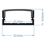 GloboStar® SURFACE-PROFILE 70810-1M Προφίλ Αλουμινίου - Βάση & Ψύκτρα Ταινίας LED με Μαύρο Φιμέ Κάλυμμα - Επιφανειακή Χρήση - Πατητό Κάλυμμα - Μαύρο - 1 Μέτρο - Μ100 x Π2.4 x Υ1.1cm - Image 5
