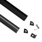 GLOBOSTAR® ALP-CORNER LINEO 70816-3M Επιφανειακό Γωνιακό Προφίλ Αλουμινίου με Μαύρο Φιμέ Πατητό Κάλυμμα για Ταινίες LED IP20 - Μαύρο - Μ300 x Π1.6 x Υ1.6cm - Πακέτο 5 Τεμαχίων - Image 2
