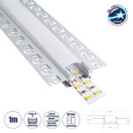 GLOBOSTAR® ALP-PLASTERIN GYPSO 70819-1M Χωνευτό Προφίλ Αλουμινίου Ειδικό για Γυψοσανίδα με Λευκό Γαλακτερό Πατητό Κάλυμμα για Ταινίες LED IP20 - Ασημί & Λευκό - Μ100 x Π6.7 x Υ1.3cm