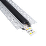 GloboStar® PLASTERBOARD-PROFILE 70820-1M Προφίλ Αλουμινίου - Βάση & Ψύκτρα Ταινίας LED με Μαύρο Φιμέ Κάλυμμα - Χωνευτή Χρήση σε Γυψοσανίδα - Trimless - Πατητό Κάλυμμα - Ασημί - 1 Μέτρο - Μ100 x Π6.7 x Υ1.4cm - Image 2