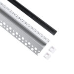 GLOBOSTAR® ALP-PLASTERIN GYPSO 70822-3M Χωνευτό Προφίλ Αλουμινίου Ειδικό για Εξωτερική Γωνία Γυψοσανίδας με Μαύρο Φιμέ Πατητό Κάλυμμα για Ταινίες LED IP20 - Ασημί & Μαύρο - Μ300 x Π4.5 x Υ2cm - Πακέτο 5 Τεμαχίων - Image 3
