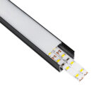 GLOBOSTAR® ALP-LINEAR VEXTA 70825-1M Επιφανειακό Προφίλ Αλουμινίου με Λευκό Γαλακτερό Πατητό Κάλυμμα για Ταινίες LED IP20 - Μαύρο & Λευκό - Μ100 x Π3 x Υ2cm - Image 2