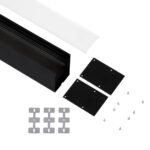 GLOBOSTAR® ALP-LINEAR VERTEX 70828-3M Επιφανειακό Προφίλ Αλουμινίου με Λευκό Γαλακτερό Πατητό Κάλυμμα για Ταινίες LED IP20 - Μαύρο & Λευκό - Μ300 x Π5 x Υ7cm - Image 3