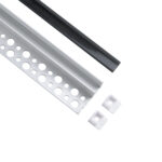 GLOBOSTAR® ALP-PLASTERIN GYPSO 70835-3M Χωνευτό Τερματικό Προφίλ Αλουμινίου Ειδικό για Γυψοσανίδα με Μαύρο Φιμέ Πατητό Κάλυμμα για Ταινίες LED IP20 - Ασημί & Μαύρο - Μ300 x Π3.1 x Υ1.3cm - Πακέτο 5 Τεμαχίων - Image 3