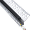 GLOBOSTAR® ALP-PLASTERIN GYPSO 70837-3M Χωνευτό Προφίλ Αλουμινίου Ειδικό για Εσωτερική Γωνία Γυψοσανίδας με Μαύρο Φιμέ Πατητό Κάλυμμα για Ταινίες LED IP20 - Ασημί & Μαύρο - Μ300 x Π3.1 x Υ1.3cm - Πακέτο 5 Τεμαχίων - Image 2