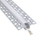 GLOBOSTAR® ALP-PLASTERIN GYPSO 70838-1M Χωνευτό Προφίλ Αλουμινίου Ειδικό για Γυψοσανίδα με Λευκό Γαλακτερό Πατητό Κάλυμμα για Ταινίες LED IP20 - Ασημί & Λευκό - Μ100 x Π5.6 x Υ1.5cm - Image 2