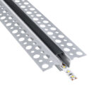 GLOBOSTAR® ALP-PLASTERIN GYPSO 70839-2M Χωνευτό Προφίλ Αλουμινίου Ειδικό για Γυψοσανίδα με Μαύρο Φιμέ Πατητό Κάλυμμα για Ταινίες LED IP20 - Ασημί & Μαύρο - Μ200 x Π5.6 x Υ1.5cm - Πακέτο 5 Τεμαχίων - Image 2