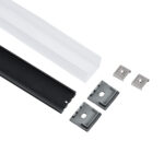 GLOBOSTAR® ALP-LINEAR GLOA 70849-1M Επιφανειακό & Κρεμαστό Προφίλ Αλουμινίου με Λευκό Γαλακτερό Πατητό Κάλυμμα για Ταινίες LED IP20 - Μαύρο & Λευκό - Μ100 x Π2.6 x Υ2.3cm - Image 3