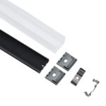 GLOBOSTAR® ALP-LINEAR GLOA 70849-3M Επιφανειακό & Κρεμαστό Προφίλ Αλουμινίου με Λευκό Γαλακτερό Πατητό Κάλυμμα για Ταινίες LED IP20 - Μαύρο & Λευκό - Μ300 x Π2.6 x Υ2.3cm - Πακέτο 5 Τεμαχίων - Image 3