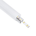 GLOBOSTAR® ALP-ROUND TUBIT 70853-3M Επιφανειακό & Κρεμαστό Προφίλ Αλουμινίου με Λευκό Γαλακτερό Πατητό Κάλυμμα για Ταινίες LED IP20 - Ασημί & Λευκό - Μ300 x Π3 x Υ3cm - Image 2
