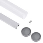 GLOBOSTAR® ALP-ROUND TUBIT 70853-3M Επιφανειακό & Κρεμαστό Προφίλ Αλουμινίου με Λευκό Γαλακτερό Πατητό Κάλυμμα για Ταινίες LED IP20 - Ασημί & Λευκό - Μ300 x Π3 x Υ3cm - Image 3