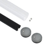 GLOBOSTAR® ALP-ROUND TUBIT 70854-1M Επιφανειακό & Κρεμαστό Προφίλ Αλουμινίου με Λευκό Γαλακτερό Πατητό Κάλυμμα για Ταινίες LED IP20 - Μαύρο & Λευκό - Μ100 x Π3 x Υ3cm - Image 3