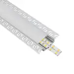 GLOBOSTAR® ALP-PLASTERIN GYPSO 70861-1M Χωνευτό Προφίλ Αλουμινίου Ειδικό για Γυψοσανίδα με Λευκό Γαλακτερό Πατητό Κάλυμμα για Ταινίες LED IP20 - Ασημί & Λευκό - Μ100 x Π7.8 x Υ1.4cm - Image 2