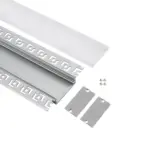 GLOBOSTAR® ALP-PLASTERIN GYPSO 70861-1M Χωνευτό Προφίλ Αλουμινίου Ειδικό για Γυψοσανίδα με Λευκό Γαλακτερό Πατητό Κάλυμμα για Ταινίες LED IP20 - Ασημί & Λευκό - Μ100 x Π7.8 x Υ1.4cm - Image 3