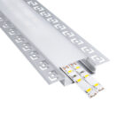 GLOBOSTAR® ALP-PLASTERIN GYPSO 70861-3M Χωνευτό Προφίλ Αλουμινίου Ειδικό για Γυψοσανίδα με Λευκό Γαλακτερό Πατητό Κάλυμμα για Ταινίες LED IP20 - Ασημί & Λευκό - Μ300 x Π7.8 x Υ1.4cm - Πακέτο 5 Τεμαχίων - Image 2