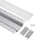 GLOBOSTAR® ALP-PLASTERIN GYPSO 70861-3M Χωνευτό Προφίλ Αλουμινίου Ειδικό για Γυψοσανίδα με Λευκό Γαλακτερό Πατητό Κάλυμμα για Ταινίες LED IP20 - Ασημί & Λευκό - Μ300 x Π7.8 x Υ1.4cm - Πακέτο 5 Τεμαχίων - Image 3