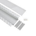 GloboStar® PLASTERBOARD-PROFILE 70862-3M Προφίλ Αλουμινίου - Βάση & Ψύκτρα Ταινίας LED με Λευκό Γαλακτερό Κάλυμμα - Χωνευτή Χρήση σε Γυψοσανίδα - Trimless - Πατητό Κάλυμμα - Ασημί - 3 Μέτρα - Πακέτο 5 Τεμαχίων - Μ300 x Π8.8 x Υ2cm - Image 3