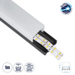 GloboStar® SURFACEPENDANT-PROFILE 70866-1M Προφίλ Αλουμινίου - Βάση & Ψύκτρα Ταινίας LED με Λευκό Γαλακτερό Κάλυμμα - Επιφανειακή & Κρεμαστή Χρήση - Πατητό Κάλυμμα - Μαύρο - 1 Μέτρο - Μ100 x Π4.5 x Υ4.2cm
