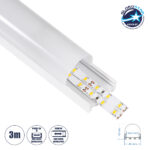 GloboStar® SURFACEPENDANT-PROFILE 70871-3M Προφίλ Αλουμινίου - Βάση & Ψύκτρα Ταινίας LED με Λευκό Γαλακτερό Κάλυμμα - Επιφανειακή & Κρεμαστή Χρήση - Πατητό Κάλυμμα - Λευκό - 3 Μέτρα - Μ300 x Π4.5 x Υ4.2cm