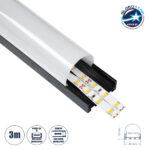 GloboStar® SURFACEPENDANT-PROFILE 70872-3M Προφίλ Αλουμινίου - Βάση & Ψύκτρα Ταινίας LED με Λευκό Γαλακτερό Κάλυμμα - Επιφανειακή & Κρεμαστή Χρήση - Πατητό Κάλυμμα - Μαύρο - 3 Μέτρα - Μ300 x Π4.5 x Υ4.2cm