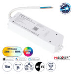 GloboStar® 71441 WL5-P75V24 Mi-BOXER DC Smart Wifi & RF 2.4Ghz Power Supply Τροφοδοτικό SELV & Controller / Dimmer All in One 5 Καναλιών AC100-240V σε DC 24V 5 x 0.6A 14.4W - Max 3A 75W - IP20 RGBW+WW Μ19 x Π5.5 x Υ3.2cm - 5 Years Warranty