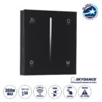 GloboStar® 71453 S1-T SKYDANCE AC Smart RF 2.4Ghz & Αφής - Touch Triac Dimming AC100-240V σε AC100-240V 1 x 1.5A 360W - Max 1.5A 360W - IP20 - Μαύρο Σώμα - Μ8.5 x Π8.5 x Υ3.2cm - 5 Years Warranty