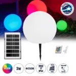 GLOBOSTAR® GARDENGLOW 71474 Μοντέρνο Φωτιστικό Κήπου Μπάλα με IR Ασύρματο Χειριστήριο LED 3W 240lm 360° DC 5V με USB-C με Ενσωματωμένο Φωτοβολταϊκό Panel 6V 1W & Επαναφορτιζόμενη Μπαταρία Li-ion 3.7V 2x18650 1400mAh Αδιάβροχο IP54 Πολύχρωμο RGBW Dimmable - Sanan SMD Chip - Γαλακτερό Λευκό - Μ25 x Π25 x Υ25cm - 2 Χρόνια Εγγύηση