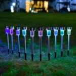 GLOBOSTAR® SOLARDECOR 71522 Διακοσμητικό Φωτιστικό Κήπου LED 1W 30lm 180° DC 5V με Φωτοβολταϊκό Panel 5V 0.1W & Επαναφορτιζόμενη Μπαταρία Li-ion 3.2V 600mAh Αδιάβροχο IP65 Πολύχρωμο RGB - Πακέτο 10 Τεμαχίων - Μ5.5 x Π5.5 x Υ36.5cm - 2 Χρόνια Εγγύηση - Image 3