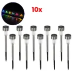 GLOBOSTAR® SOLARDECOR 71522 Διακοσμητικό Φωτιστικό Κήπου LED 1W 30lm 180° DC 5V με Φωτοβολταϊκό Panel 5V 0.1W & Επαναφορτιζόμενη Μπαταρία Li-ion 3.2V 600mAh Αδιάβροχο IP65 Πολύχρωμο RGB - Πακέτο 10 Τεμαχίων - Μ5.5 x Π5.5 x Υ36.5cm - 2 Χρόνια Εγγύηση