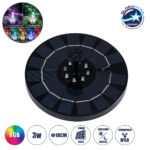 GLOBOSTAR® FOUNTAIN 71533 Διακοσμητικό Συντριβάνι LED 3W 90lm 120° DC 5V με Φωτοβολταϊκό Panel 5V 0.2W & Επαναφορτιζόμενη Μπαταρία Li-ion 3.2V 1500mAh Αδιάβροχο IP68 Πολύχρωμο RGB - Sanan Diode Chip - Μαύρο - 4 Μπέκ Ψεκασμού - Μ18 x Π18 x Υ8cm - 1 Χρόνο Εγγύηση