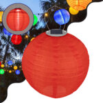 GloboStar® 71592 Αυτόνομο Ηλιακό Φωτιστικό Υφασμάτινη Κόκκινη Μπάλα Φ30cm LED SMD 1W 100lm με Ενσωματωμένη Μπαταρία 1200mAh - Φωτοβολταϊκό Πάνελ με Αισθητήρα Ημέρας-Νύχτας Αδιάβροχο IP65 Ψυχρό Λευκό 6000K - Image 2