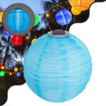 GloboStar® 71594 Αυτόνομο Ηλιακό Φωτιστικό Υφασμάτινη Γαλάζια Μπάλα Φ30cm LED SMD 1W 100lm με Ενσωματωμένη Μπαταρία 1200mAh - Φωτοβολταϊκό Πάνελ με Αισθητήρα Ημέρας-Νύχτας Αδιάβροχο IP65 Ψυχρό Λευκό 6000K - Image 2
