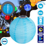 GloboStar® 71594 Αυτόνομο Ηλιακό Φωτιστικό Υφασμάτινη Γαλάζια Μπάλα Φ30cm LED SMD 1W 100lm με Ενσωματωμένη Μπαταρία 1200mAh - Φωτοβολταϊκό Πάνελ με Αισθητήρα Ημέρας-Νύχτας Αδιάβροχο IP65 Ψυχρό Λευκό 6000K