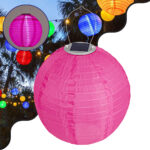 GloboStar® 71596 Αυτόνομο Ηλιακό Φωτιστικό Υφασμάτινη Φούξια Μπάλα Φ30cm LED SMD 1W 100lm με Ενσωματωμένη Μπαταρία 1200mAh - Φωτοβολταϊκό Πάνελ με Αισθητήρα Ημέρας-Νύχτας Αδιάβροχο IP65 Ψυχρό Λευκό 6000K - Image 2