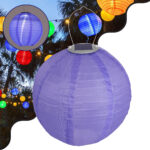 GloboStar® 71597 Αυτόνομο Ηλιακό Φωτιστικό Υφασμάτινη Μωβ Μπάλα Φ30cm LED SMD 1W 100lm με Ενσωματωμένη Μπαταρία 1200mAh - Φωτοβολταϊκό Πάνελ με Αισθητήρα Ημέρας-Νύχτας Αδιάβροχο IP65 Ψυχρό Λευκό 6000K - Image 2