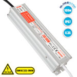 GloboStar® 73062 Μεταλλικό Τροφοδοτικό SELV για Προϊόντα LED 100W 4.3A - AC 220-240V σε DC 24V - Αδιάβροχο IP67 Μ23.5 x Π6 x Υ4cm - 3 Years Warranty
