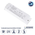 GLOBOSTAR® SKYDANCE-TE-25A 73134 DC Triac & Push Dimmer CC Τροφοδοτικό/Μετασχηματιστής SELV με 1 x 250-900mA 25W Κανάλι AC 220-240V σε DC 10-52V 900mA 25W Max IP20 - Triac & Push Dimming - Μ17.5 x Π4.4 x Υ3cm - 5 Χρόνια Εγγύηση