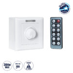 GloboStar® 73317 Επιτοίχιο Dimmer με Ασύρματο Χειριστήριο RF DC 12-24V για Μονόχρωμα Προϊόντα LED 16A Max 384W Μ9 x Π9 x Υ4.5cm - 2 Χρόνια Εγγύηση
