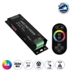 GLOBOSTAR® RGBCONTROLLER 73412 DMX Dimmer / Controller με RF Ασύρματο Χειριστήριο με 3 x 15A 75W Κανάλια DC 5-24V 15A 360W Max IP20 - DMX512 & RF2.4Ghz - Μ17.5 x Π3 x Υ3.5cm - 1 Χρόνος Εγγύηση