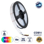 GLOBOSTAR® BEE 73416 Ταινία LED 18W/m 1980lm/m 120° DC 24V Αδιάβροχη IP67 840 x COB Chip/m Πολύχρωμο RGBW+WW Dimmable - Sanan COB Chip - Μ500 x Π1.2 x Υ0.2cm - Ρολό 5 Μέτρων - 5 Χρόνια Εγγύηση