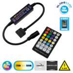 GLOBOSTAR® CONTROLI 73427 Σετ Dimmer / Controller με RF Ασύρματο Χειριστήριο με 5 x 1.2A 28.8W Κανάλια DC 5-24V 6A 144W Max IP20 - RF2.4Ghz - Μ30 x Π1.7 x Υ1.1cm - 2 Χρόνια Εγγύηση