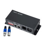 GLOBOSTAR® RGBCONTROLLER 73490 DC DMX Master Dimmer / Controller / Decoder Υψηλής Ταχύτητας με 3 x 8A 192W Κανάλια DC 12-24V 24A 576W Max IP20 - DMX512 & RDM - Μ16 x Π9 x Υ6cm - 2 Χρόνια Εγγύηση - Image 2