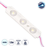 GLOBOSTAR® MODULOMI 73707 Module LED 1.5W 180lm 120° DC 12V Αδιάβροχο IP65 3 x SMD5730 Chip Ψυχρό Λευκό 6000K Dimmable - Μ6.9 x Π1.3 x Υ0.8cm - Πακέτο 20 Τεμαχίων - 3 Χρόνια Εγγύηση