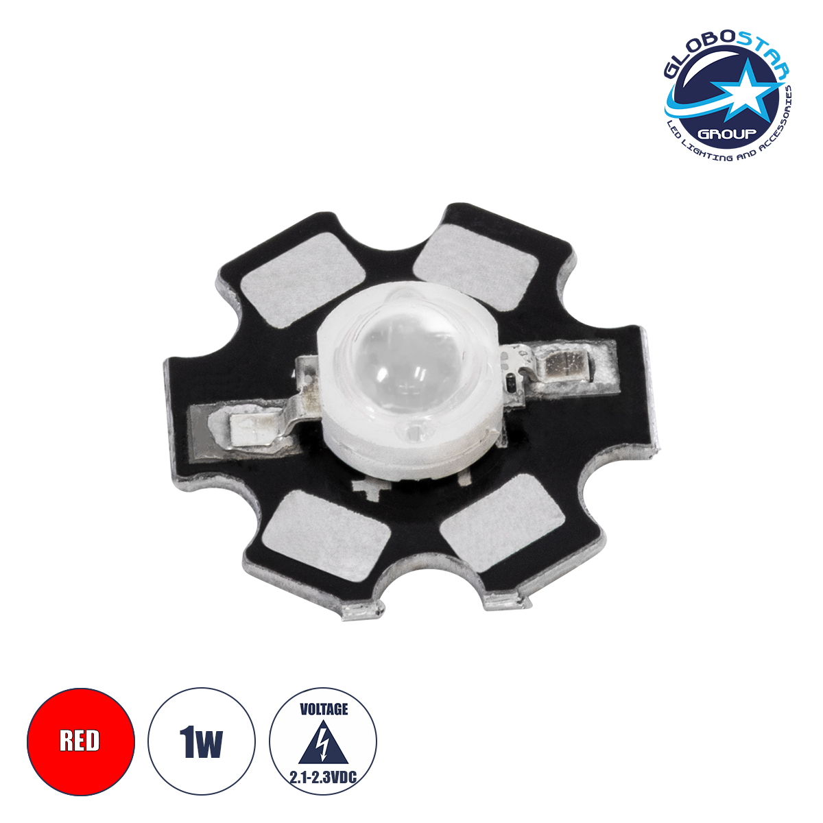 73746_1_ GloboStar® 73746 High Power Star LED - Υψηλής Ισχύος Star LED 1W DC 3.2V Κόκκινο Φ2 x Υ0.6cm - 2 Χρόνια Εγγύηση - Image 1