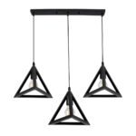 GLOBOSTAR® TRIANGLE 00621 Μοντέρνο Κρεμαστό Φωτιστικό Οροφής με Ντουί 3 x E27 AC 220-240V IP20 - Μαύρο - Μ70 x Π22 x Y130cm - Image 2