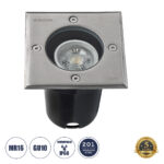 GLOBOSTAR® GIGO 60362 Χωνευτό Φωτιστικό Δαπέδου Σποτ για Λάμπα MR16 με Ντουί 1 x GU10 AC 220-240V Αδιάβροχο IP68 IK09 - Ανοξείδωτο Ατσάλι SS201 - Μ11 x Π11 x Υ11.5cm / Q10.4 x 10.4cm - Image 2