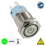 GloboStar® 70772 LED Φωτιζόμενος Διακόπτης Χωνευτός - Μπουτόν On/Off Ανοξείδωτος AC 220-240V Αδιάβροχο IP67 Φ18mm με Angel Eye Πράσινο - Image 4