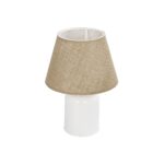 GLOBOSTAR® CIA 204-0082 Μοντέρνο Επιτραπέζιο Φωτιστικό Πορτατίφ με Ντουί 1 x E27 AC 220-240V IP20 - Λευκό & Μπεζ - Μ23 x Π23 x Υ31,5cm - Image 2
