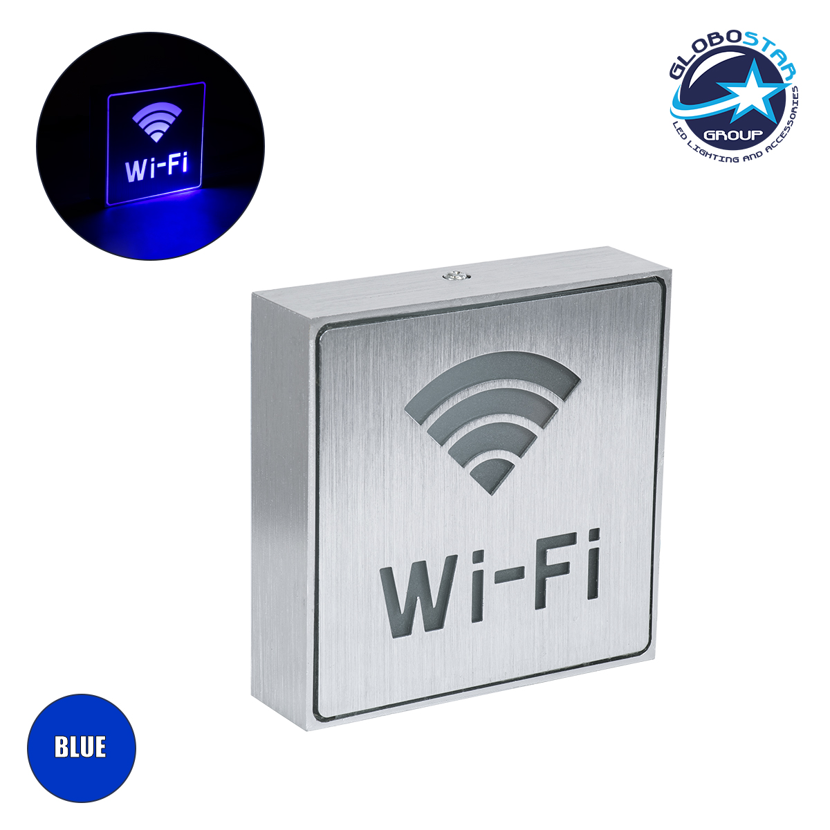 75504_1 GloboStar® SENSATI 75657 Φωτιστικό Τοίχου Ένδειξης Wi-Fi LED 1W AC 220-240V IP20 - Σώμα Αλουμινίου - Μ11 x Π11 x Υ3cm - Μπλε - Image 1
